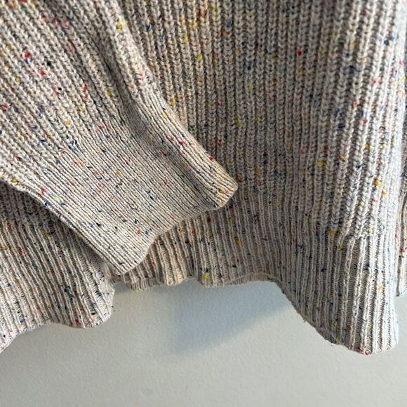 American Eagle Sweater Womens L Tan Multi Color Fleck Keyhole Pullover Wool Soft - Picture 3 of 8